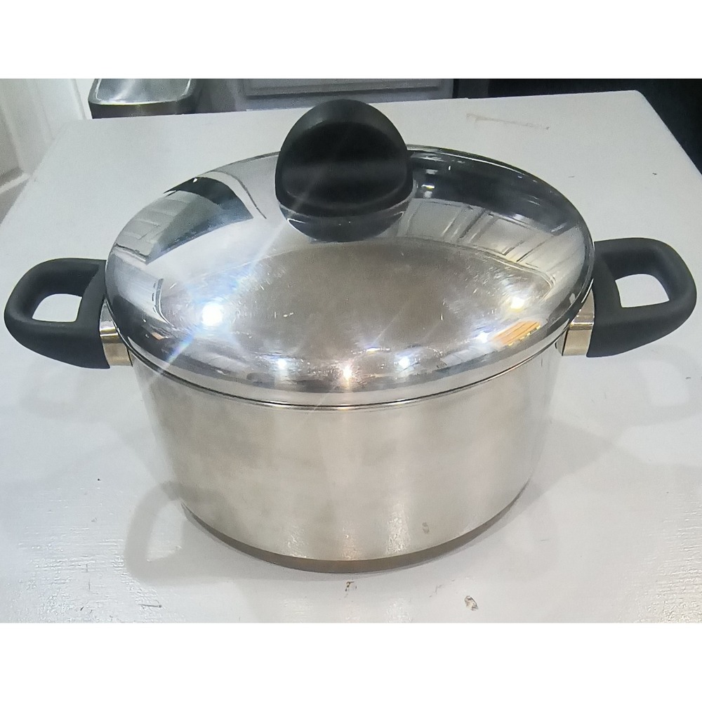 Vintage Revere Ware Stock Pot 4.5 QT Copper Clad Bottom With Lid USA